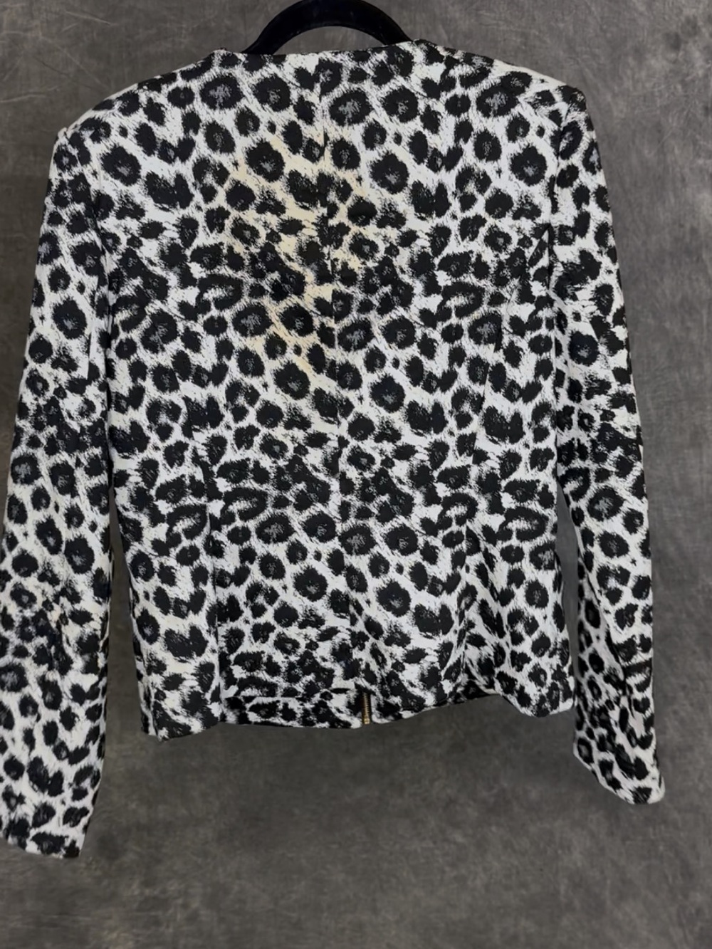 Women's Black & White Leopard Zip-Front Jacket - Picture 4 of 7